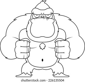 An angry cartoon gorilla flexing his muscles.