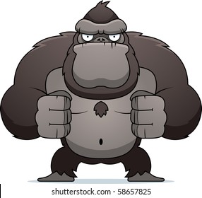 An angry cartoon gorilla flexing his muscles.