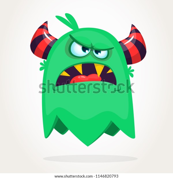怒りの漫画の緑の怪物が叫びながら 怒った怪物の表情を叫ぶ ハロウィーンのベクターイラスト のベクター画像素材 ロイヤリティフリー