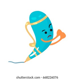 Angry cartoon humanized pen character with clenched fists vector Illustration
