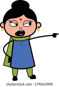 Angry Cartoon Indian Lady Shouting