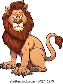 Angry cartoon lion. Vector clip art illustration with simple gradients. All in a single layer.