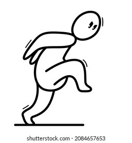Angry cartoon man attack walking puncher aggressive hooligan vector cartoon flat style illustration isolated on white, nice icon or small simple drawing of human.