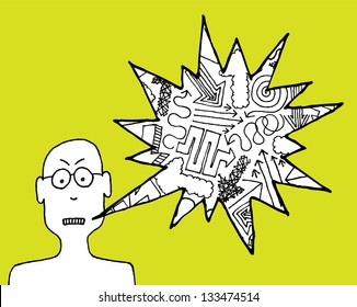 Angry cartoon man complaining