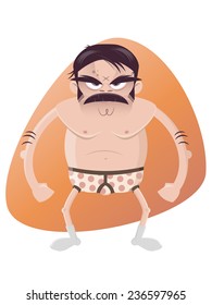 angry cartoon man with underpants