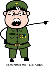 Angry Cartoon Military Man Shouting