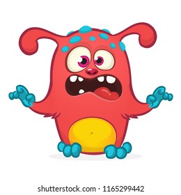 Angry cartoon monster alien. Vector Halloween monster character