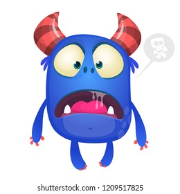 Angry cartoon monster with big eyes. Vector illustration isolated. Design for stickers