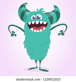 Angry cartoon monster with a big smile.