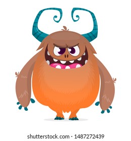 Angry cartoon monster character design. Vector illustration isolated on white
