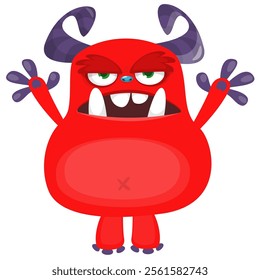 Angry cartoon monster character design. Vector illustration isolated.