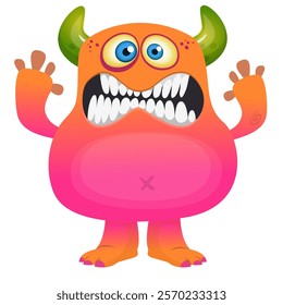 Angry cartoon monster character design. Vector illustration isolated.