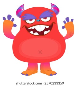 Angry cartoon monster character design. Vector illustration isolated.