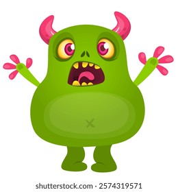 Angry cartoon monster character design. Vector illustration isolated.