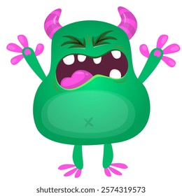 Angry cartoon monster character design. Vector illustration isolated.