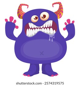 Angry cartoon monster character design. Vector illustration isolated.