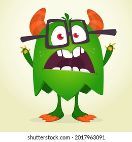 Angry cartoon monster character. Illustration of creepy and scary mythical alien creature. Halloween design.
