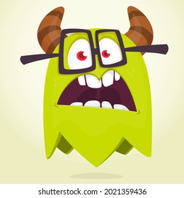 Angry cartoon monster character. Illustration of creepy and scary mythical alien creature. Halloween design.