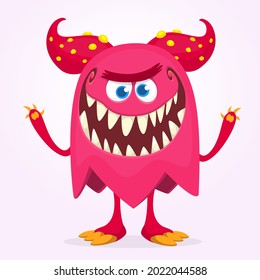 Angry cartoon monster character. Illustration of creepy and scary mythical alien creature. Halloween design.