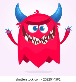 Angry cartoon monster character. Illustration of creepy and scary mythical alien creature. Halloween design.