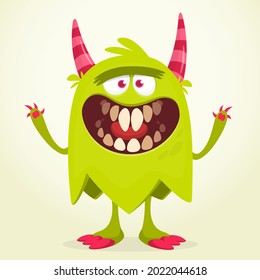 Angry cartoon monster character. Illustration of creepy and scary mythical alien creature. Halloween design.
