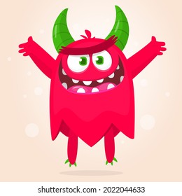 Angry cartoon monster character. Illustration of creepy and scary mythical alien creature. Halloween design.