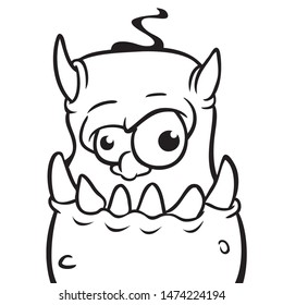 Angry cartoon monster character outlines. Coloring book. Halloween illustration