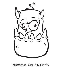 Angry cartoon monster character outlines. Coloring book. Halloween illustration