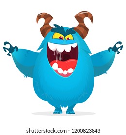 Angry cartoon monster character. Vector illustration