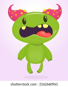 Angry cartoon monster creature . Halloween Illustration of scary alien character. Package or sticker party design. Vector isolated