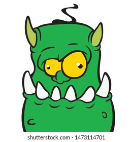 Angry cartoon monster demon character outlines. Halloween illustration
