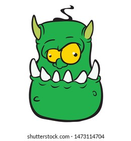 Angry cartoon monster demon character outlines. Halloween illustration