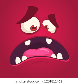Angry cartoon monster face. Vector Halloween monster avatar