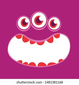 Angry cartoon monster face. Vector Halloween monster square avatar
