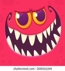 Angry cartoon monster face. Vector illustration