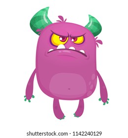 Angry cartoon monster. Halloween vector illustration.