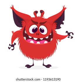 Angry cartoon monster. Halloween vector monster
