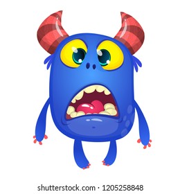 Angry cartoon monster. Halloween vector illustration.