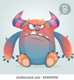 Angry cartoon monster. Halloween vector illustration.