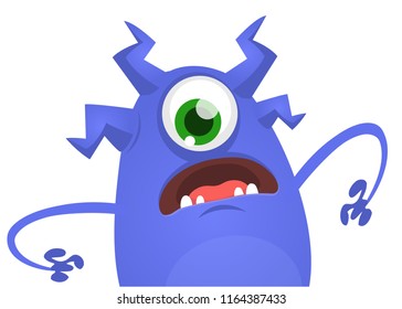 Angry cartoon monster with one eye. Vector illustration for Halloween