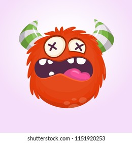 Angry cartoon monster. Angry red monster emotion. Halloween vector illustration. Big set of carton monsters clipart