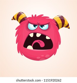 Angry cartoon monster. Angry red monster emotion. Halloween vector illustration. 