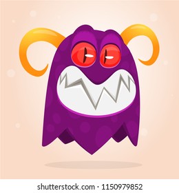 Angry cartoon monster screaming. Funny monster expression. Halloween vector illustration