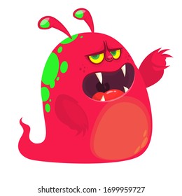 Angry cartoon monster screaming. Yelling angry monster expression. Halloween vector illustration
