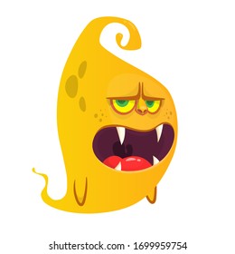 Angry cartoon monster screaming. Yelling angry monster expression. Halloween vector illustration
