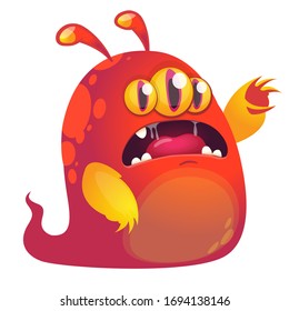 Angry cartoon monster with three eyes. Vector illustration