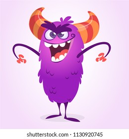 Angry cartoon monster troll or gremlin. Vector Halloween illustration