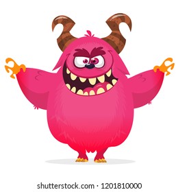 Angry cartoon monster. Vector Halloween  furry monster