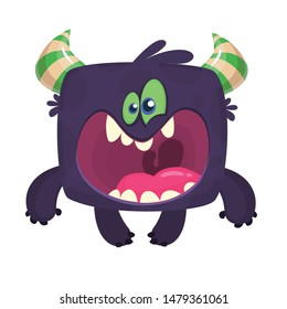 Angry cartoon monster. Vector Halloween illustration