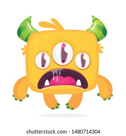 Angry cartoon monster. Vector Halloween illustration